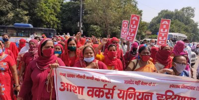भारत बंद: गुरुग्राम में खास प्रभाव नहीं, आशा वर्कर्स ने किया समर्थन